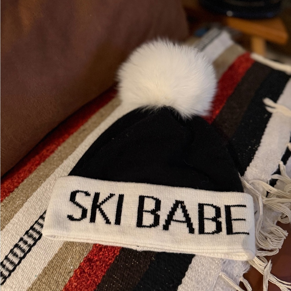 Black and White Ski Babe Beanie